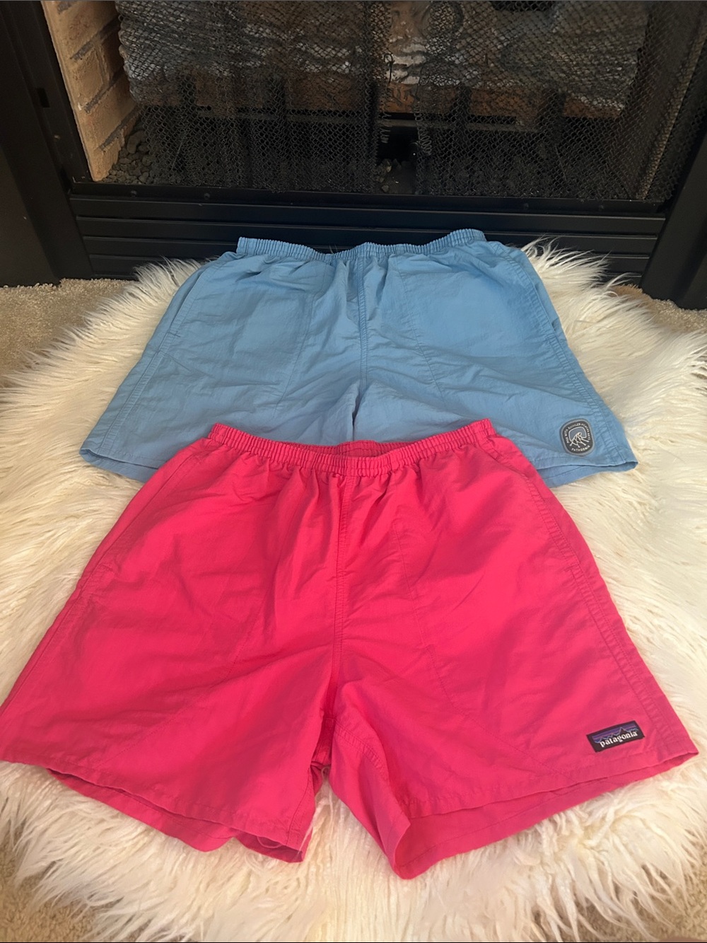 Patagonia Men's Pink and Light Blue Sky baggy shorts/Hybrid Shorts